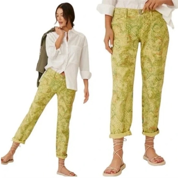 Anthropologie Pants - NWT Anthropologie Pilcro The Wanderer Green Floral Print Pants | Size 25
